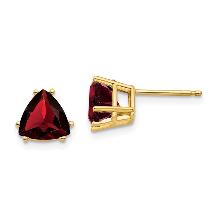 Shop 14K Gold 7mm Trillion-Cut Garnet Earrings - Luxury Style & Value-1