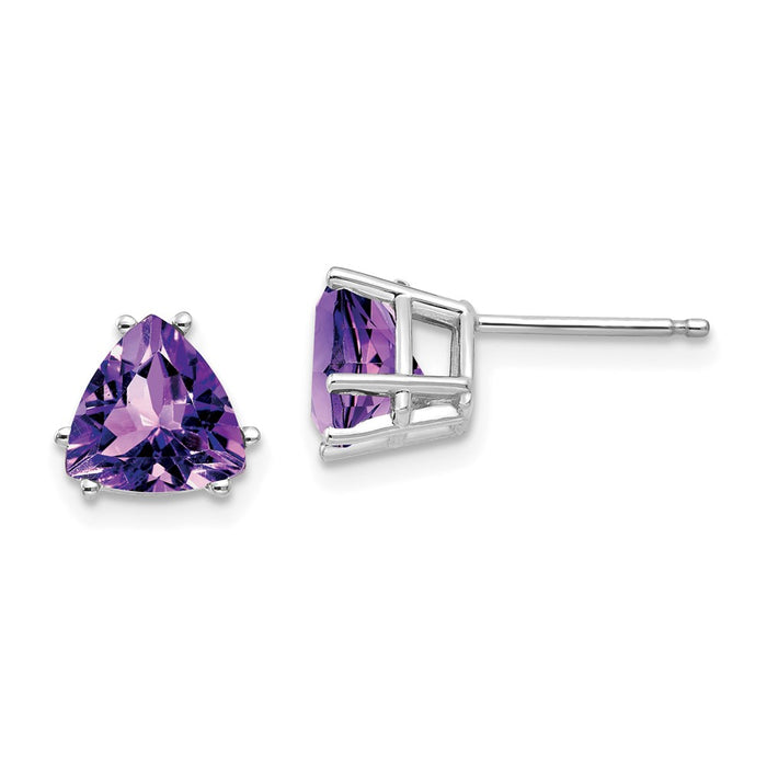 Buy Stylish 14K White Gold 7mm Trillion-Cut Amethyst Earrings - Luxury Value!-1