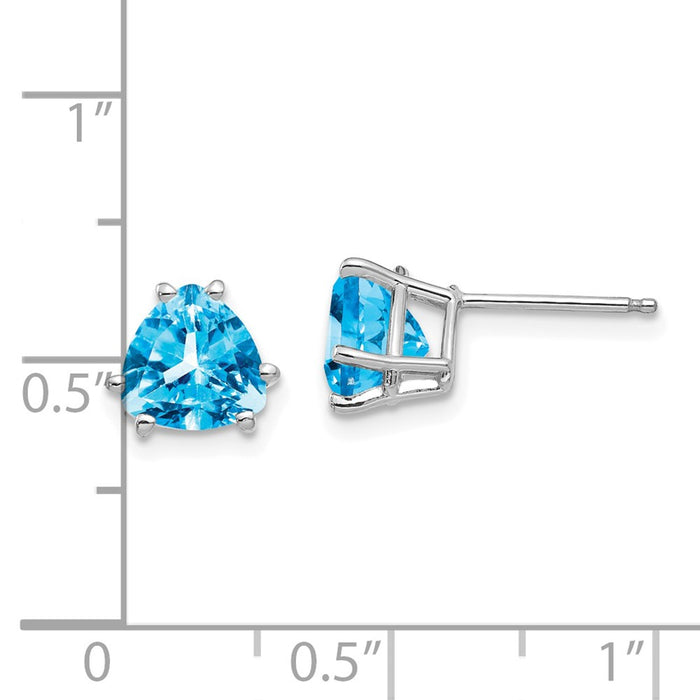 Shop Stylish 14K White Gold 7mm Trillion-Cut Blue Topaz Earrings-4