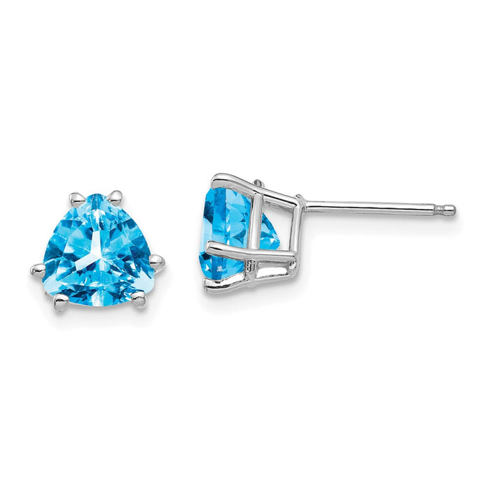 Shop Stylish 14K White Gold 7mm Trillion-Cut Blue Topaz Earrings-1