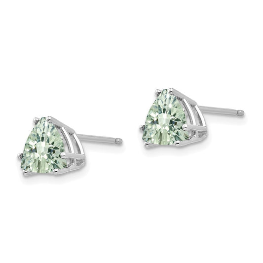 Buy Exclusive 14K Gold 7mm Trillion Checker-Cut Green Quartz Earrings - Stylish & Affordable!
