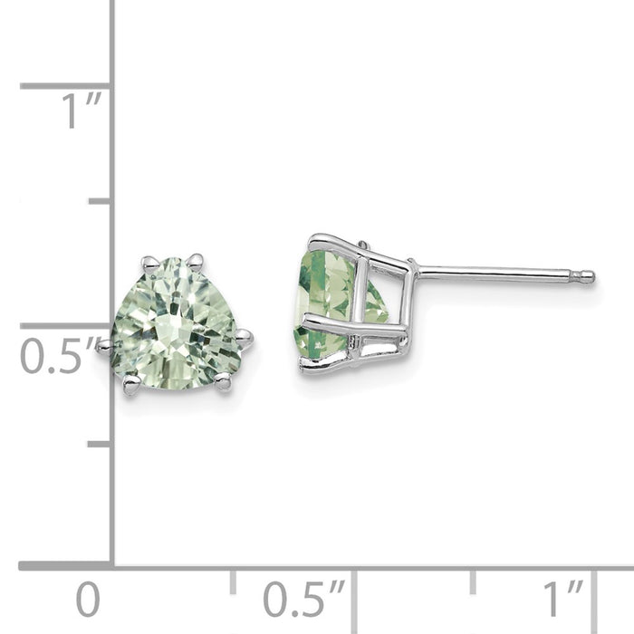 Buy Exclusive 14K Gold 7mm Trillion Checker-Cut Green Quartz Earrings - Stylish & Affordable!-4