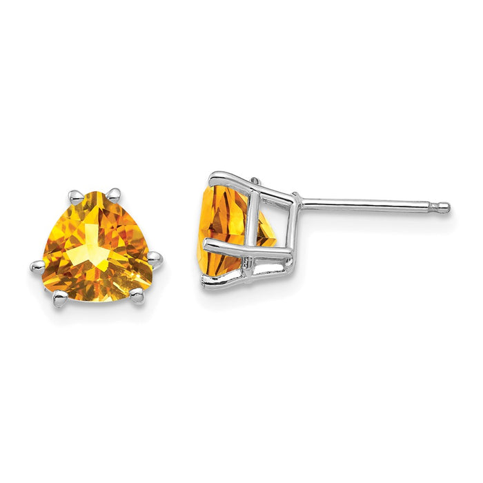 Buy Exclusive 14K White Gold Trillion-Cut Citrine Stud Earrings - Stylish Value-1