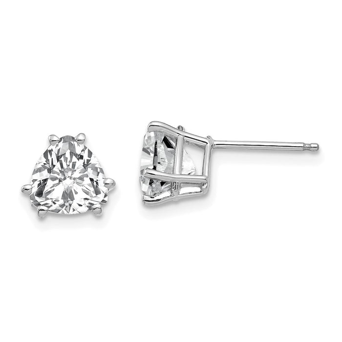 Shop Stylish 14K White Gold Trillion Cut Cubic Zirconia Stud Earrings - Value!-1