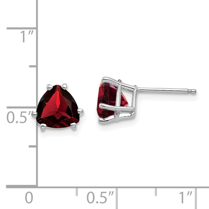 Shop Stylish 14K White Gold 7mm Trillion-Cut Garnet Earrings at Value Price-4