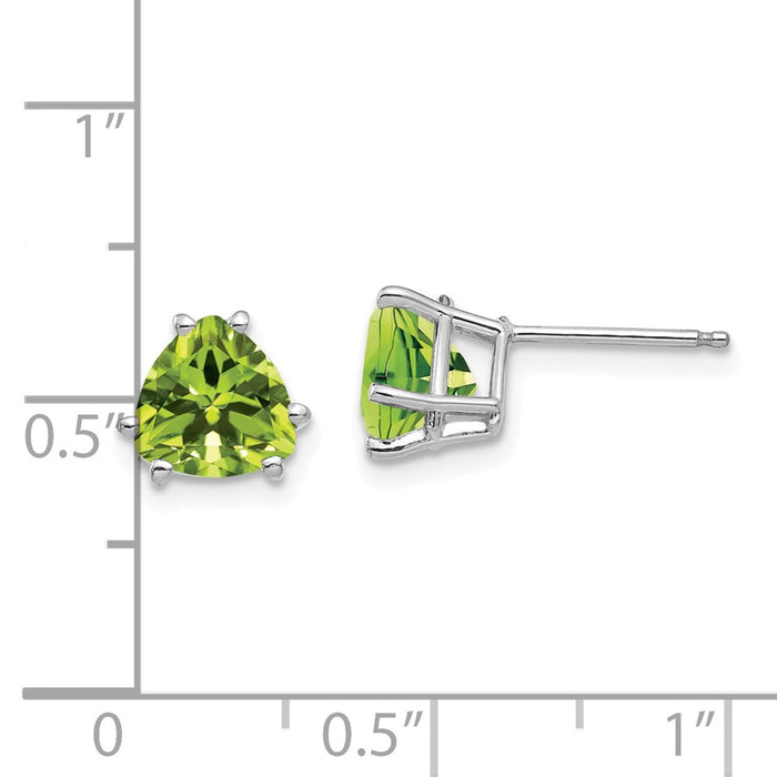 Buy Stylish 14K White Gold Trillion Cut Peridot Stud Earrings - 1.5 Carats-4