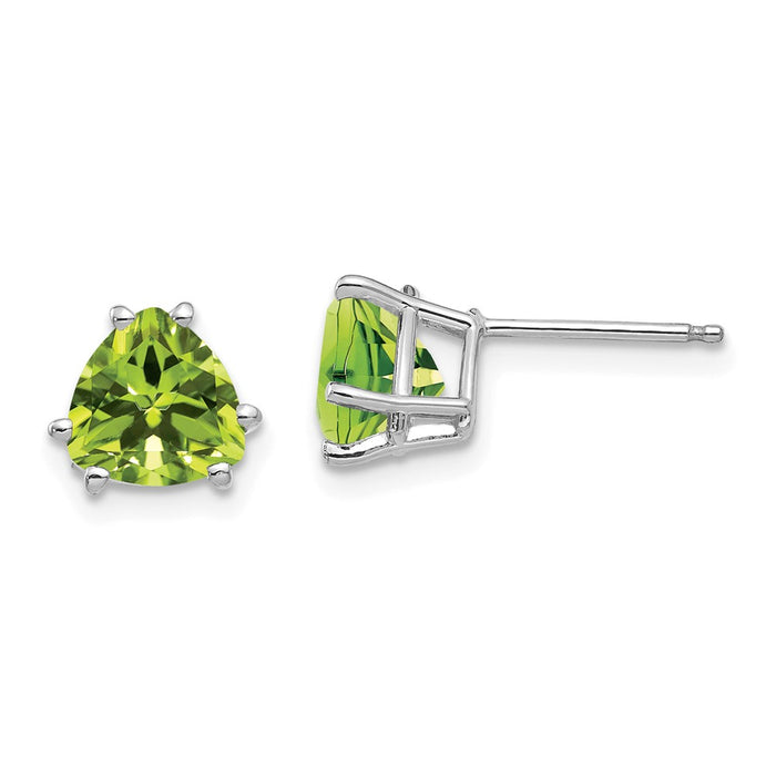 Buy Stylish 14K White Gold Trillion Cut Peridot Stud Earrings - 1.5 Carats-1
