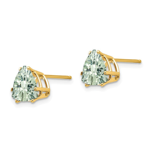 Shop Exclusive 14K Gold 8mm Trillion-Cut Green Quartz Earrings - Stylish Design