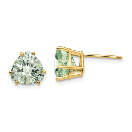 Shop Exclusive 14K Gold 8mm Trillion-Cut Green Quartz Earrings - Stylish Design