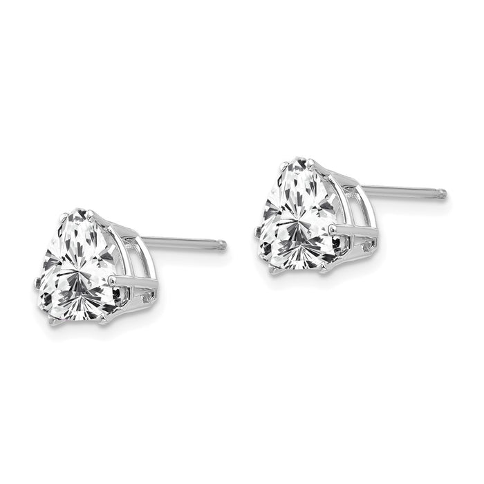 Exclusive 14K White Gold 8mm Trillion Cut CZ Earrings - Stylish Luxury Value-2