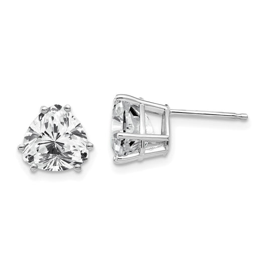 Exclusive 14K White Gold 8mm Trillion Cut CZ Earrings - Stylish Luxury Value