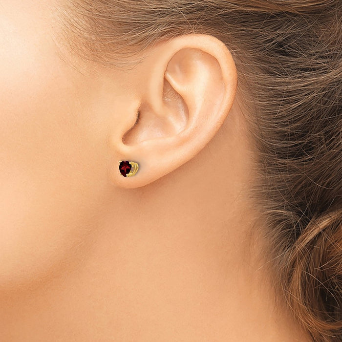 Buy Stylish 14K Gold Heart-Shaped Garnet Earrings - 5mm, Affordable Luxury!-3