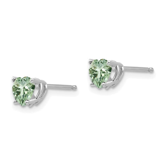 Exclusive 14K Gold 5mm Heart-Shaped Green Quartz Earrings - Stylish Value!
