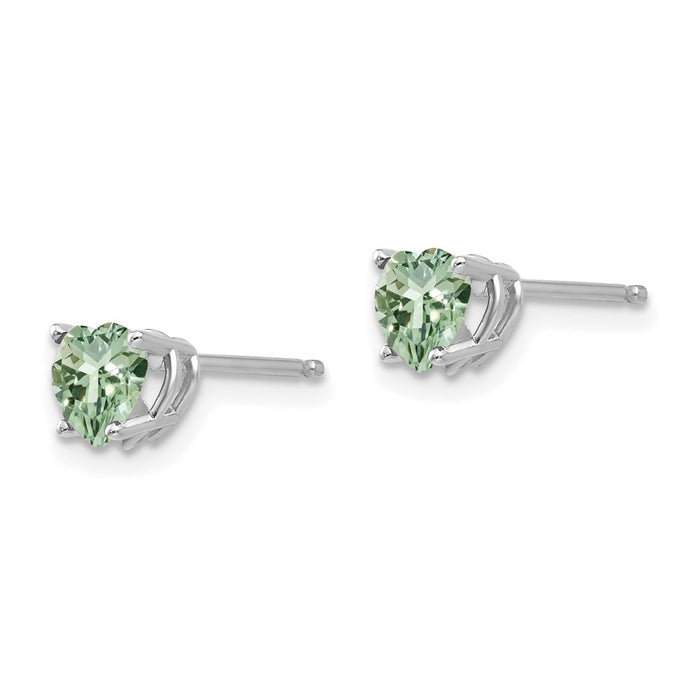 Exclusive 14K Gold 5mm Heart-Shaped Green Quartz Earrings - Stylish Value!-2