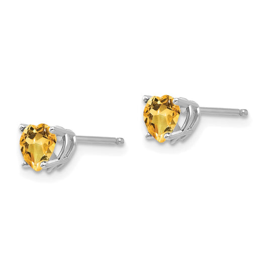High-Quality 14K White Gold 5mm Heart-Shaped Citrine Earrings - Stylish Value