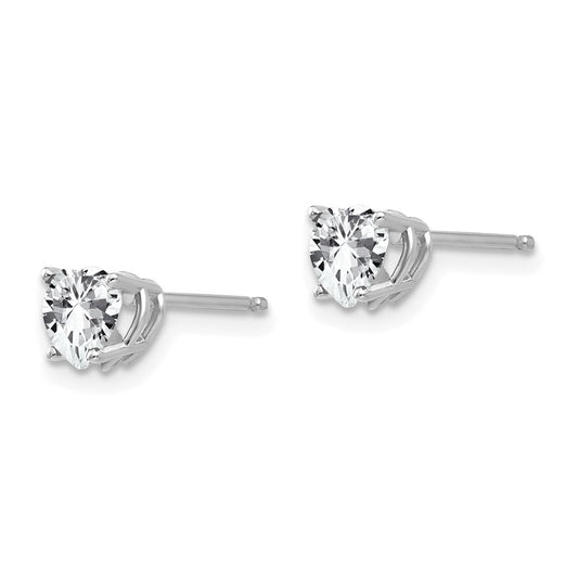 Buy Exclusive 14K White Gold Heart-Shaped CZ Earrings - Stylish 5mm Design