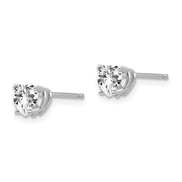 Buy Exclusive 14K White Gold Heart-Shaped CZ Earrings - Stylish 5mm Design-2