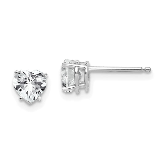 Buy Exclusive 14K White Gold Heart-Shaped CZ Earrings - Stylish 5mm Design