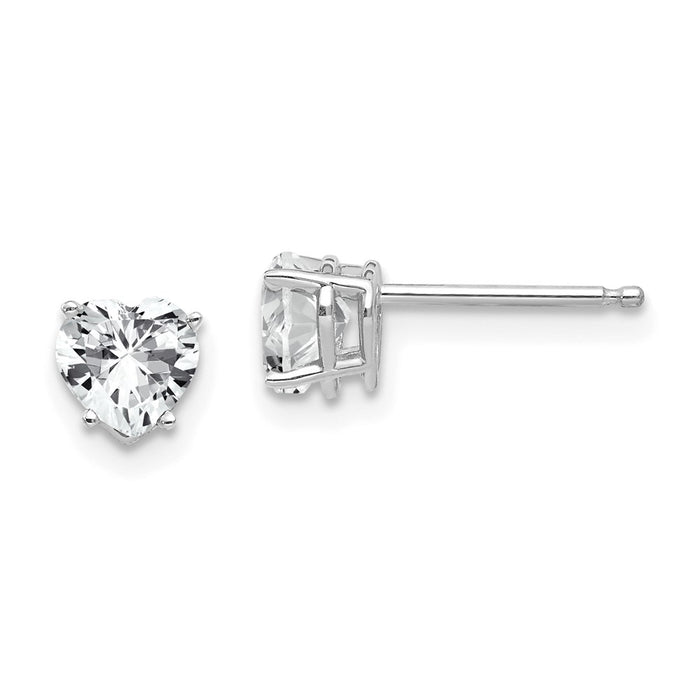 Buy Exclusive 14K White Gold Heart-Shaped CZ Earrings - Stylish 5mm Design-1