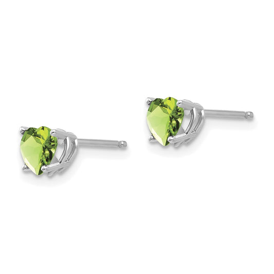 Buy Exclusive 14K White Gold 5mm Heart-Shaped Peridot Earrings, Stylish Value