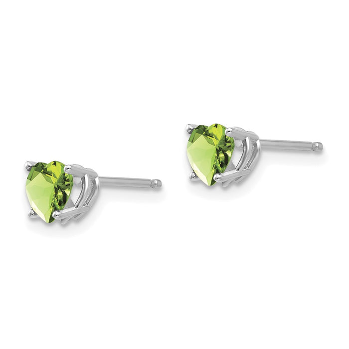 Buy Exclusive 14K White Gold 5mm Heart-Shaped Peridot Earrings, Stylish Value-2