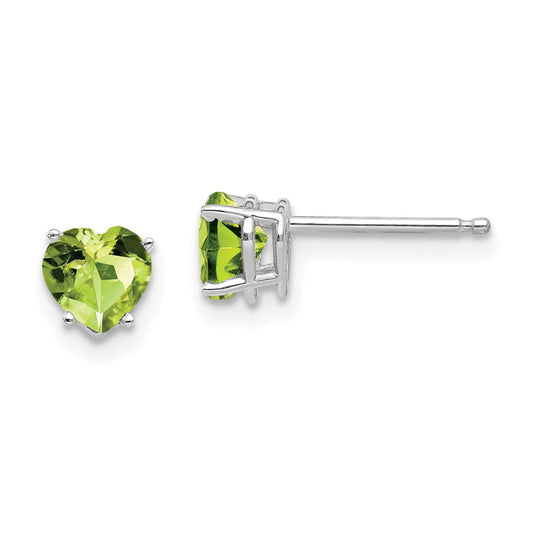 Buy Exclusive 14K White Gold 5mm Heart-Shaped Peridot Earrings, Stylish Value