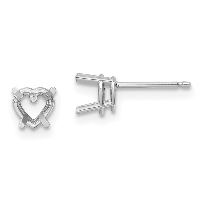 Exclusive 14K White Gold 5mm Heart-Shaped Earring Settings - Stylish Value!-1