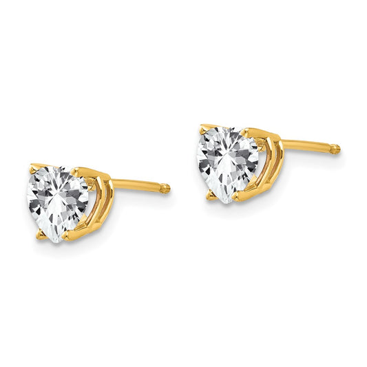 High-Quality 14K Gold Heart-Shaped CZ Earrings - Stylish 6mm Design, Affordable Price