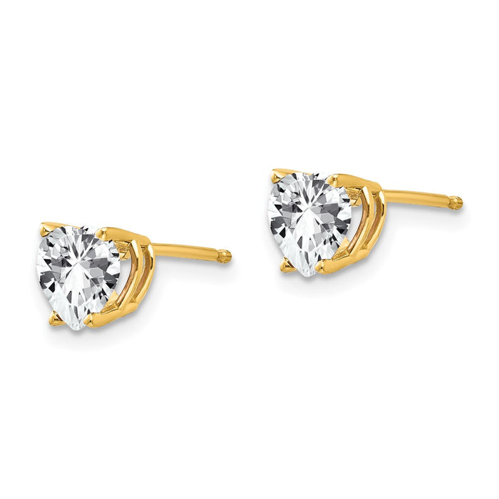 High-Quality 14K Gold Heart-Shaped CZ Earrings - Stylish 6mm Design, Affordable Price-2