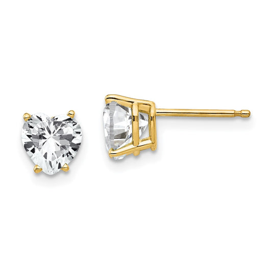 High-Quality 14K Gold Heart-Shaped CZ Earrings - Stylish 6mm Design, Affordable Price