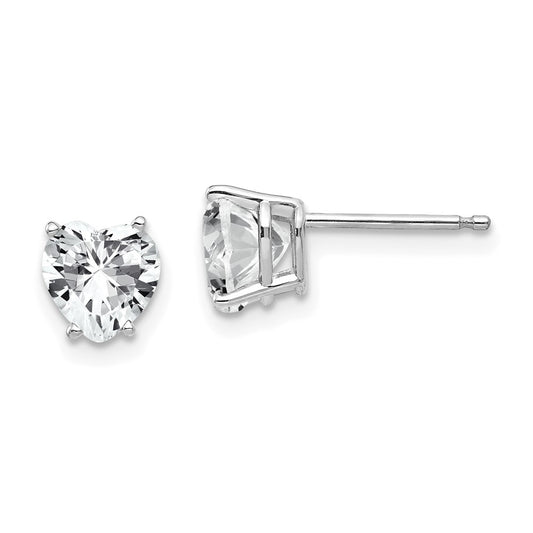 Shop Exclusive 14K White Gold Heart-Shaped Earrings with 6mm CZ | Stylish Value