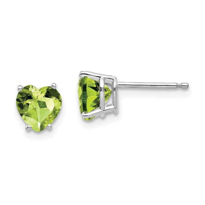 Shop Stylish 14K White Gold 6mm Heart-Shaped Peridot Earrings - Affordable Luxury!-1