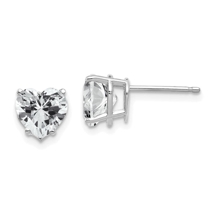 Exclusive 14K White Gold Heart-Shaped CZ Stud Earrings - Stylish & Affordable!-1