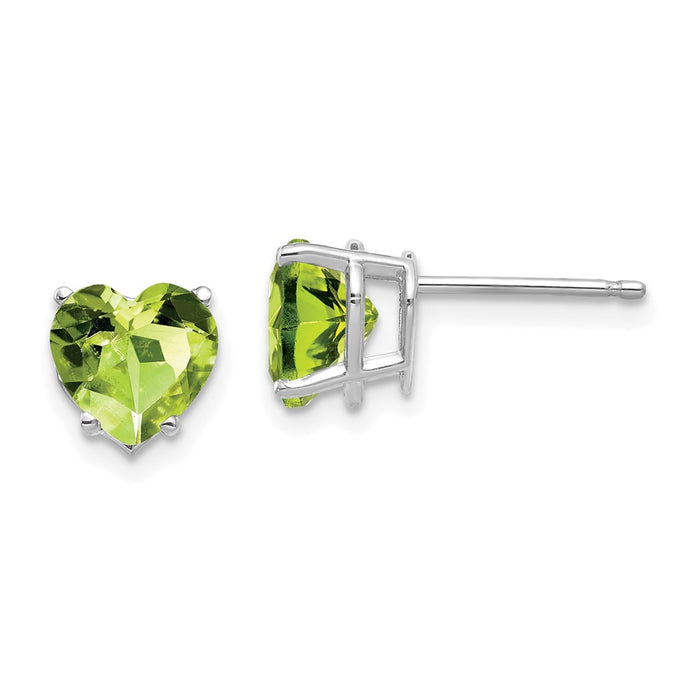 Exclusive 14K White Gold 7mm Heart-Shaped Peridot Earrings - Stylish Luxury-1