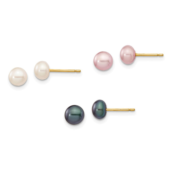 Buy 14K Gold Multicolor Pearl Earrings Set - 3 Pairs, Stylish & Affordable-1