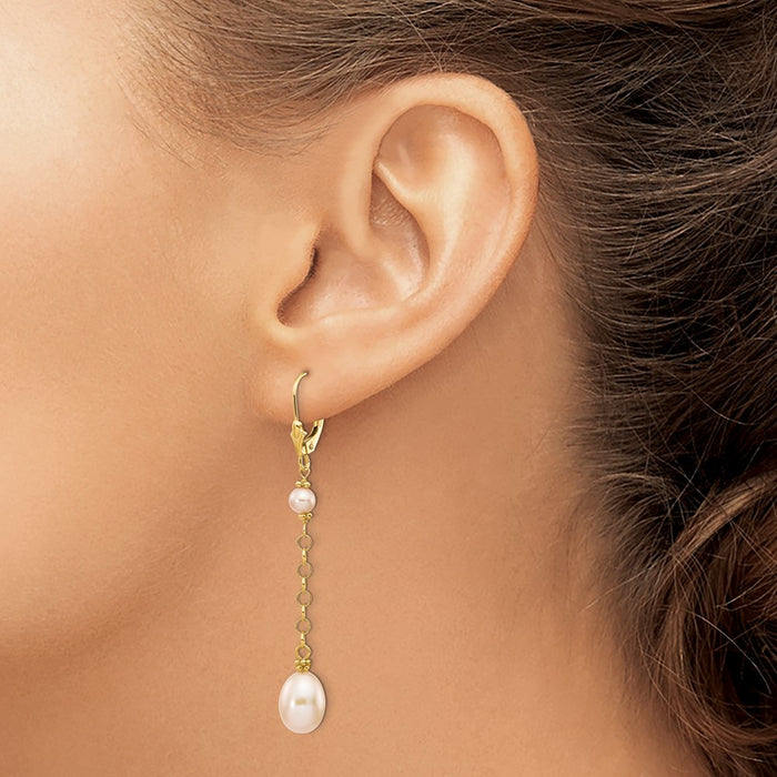 Buy Exclusive 14K Gold Pearl Dangle Earrings - Stylish 5-8mm Luxury Design-3