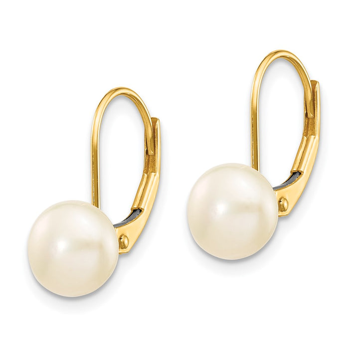 Buy Stylish 14K Gold Leverback Earrings with 7-8mm Freshwater Pearls-2