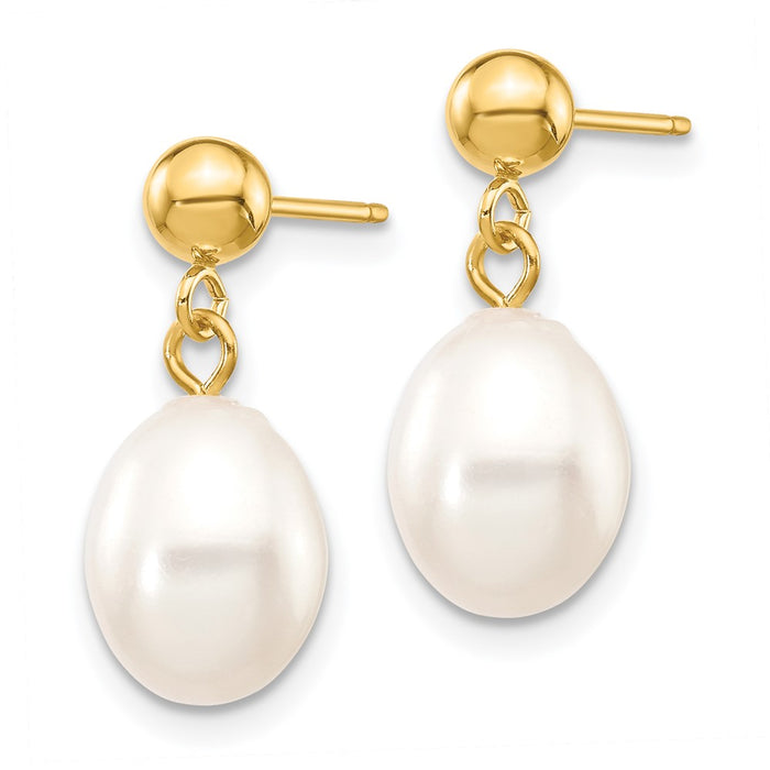 Shop Stylish 14K White Gold Freshwater Pearl Dangle Earrings - 7-8mm Luxury-2