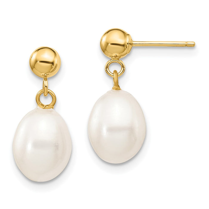 Shop Stylish 14K White Gold Freshwater Pearl Dangle Earrings - 7-8mm Luxury-1