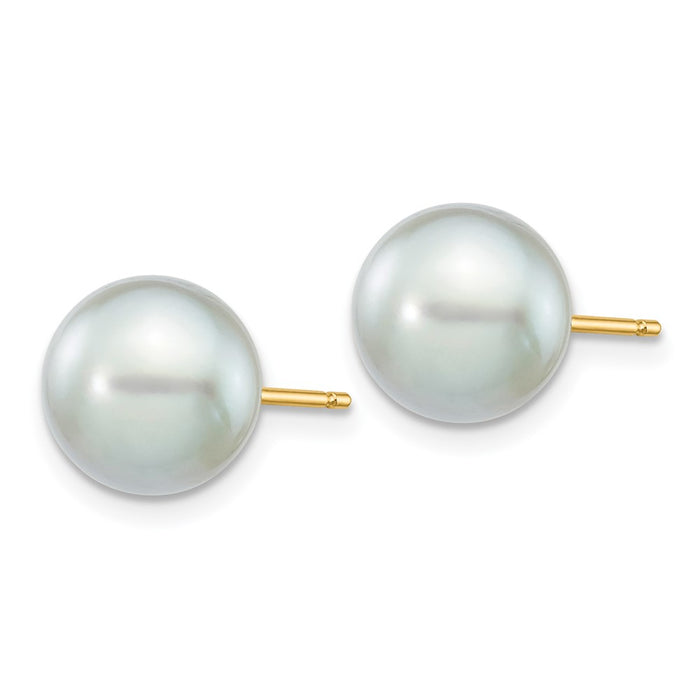 Shop Stylish 14K Gold Grey Round Akoya Pearl Stud Earrings - 8-9mm Luxury-2