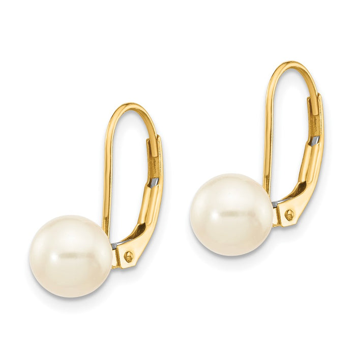 Shop Stylish 14K White Gold Leverback Earrings with 6-7mm Freshwater Pearls-2