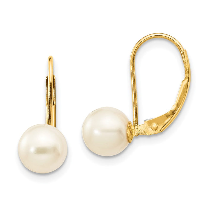 Shop Stylish 14K White Gold Leverback Earrings with 6-7mm Freshwater Pearls-1