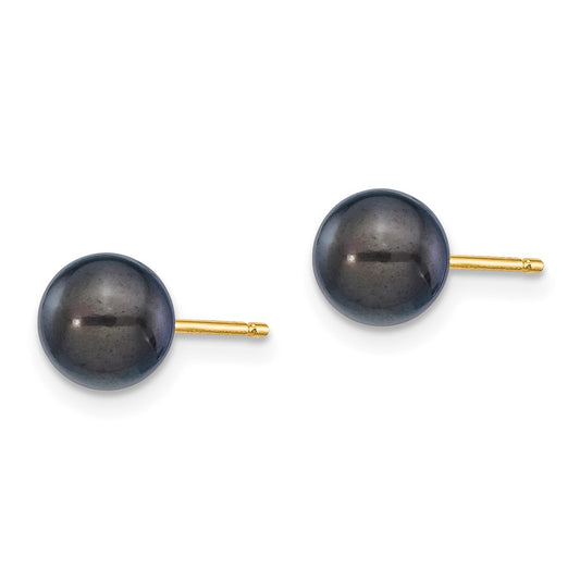 Exclusive 14K Gold Black Akoya Pearl Earrings, 6-7mm - Stylish Luxury!
