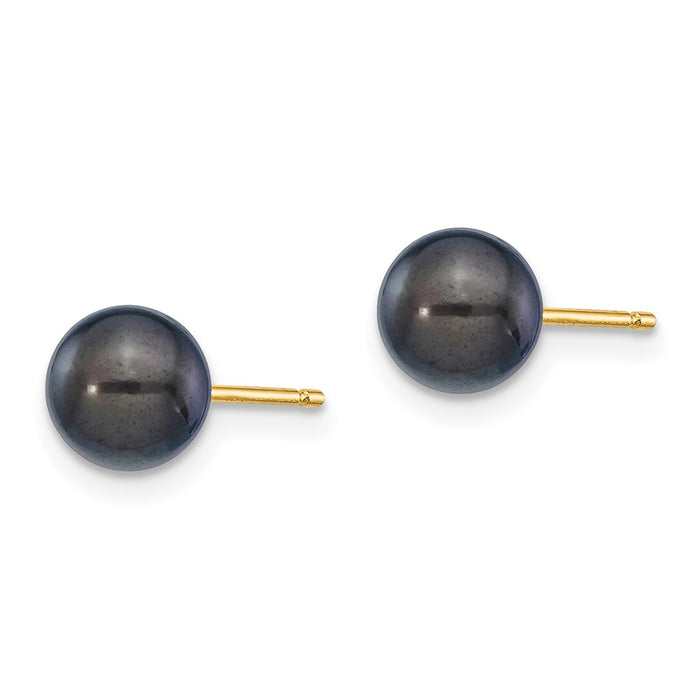 Exclusive 14K Gold Black Akoya Pearl Earrings, 6-7mm - Stylish Luxury!-2