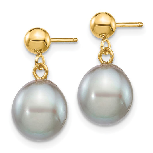 Shop Stylish 14K Gold Grey Rice Pearl Drop Earrings, 8-9mm, Affordable Luxury