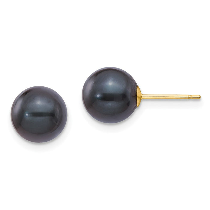Shop Exclusive 14K Gold 8-9mm Black Akoya Pearl Stud Earrings - Stylish Value!-1
