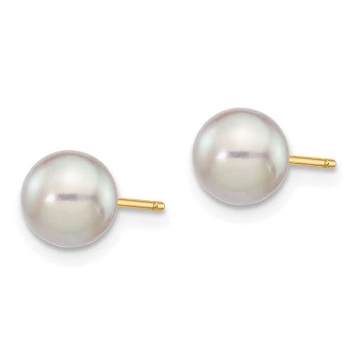 Buy Stylish 14K Gold 6-7mm Grey Round Akoya Cultured Pearl Stud Earrings-2