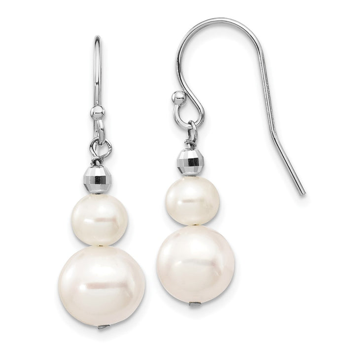 Buy Exclusive 14K White Gold Dangle Earrings with 6-9mm Freshwater Pearls-1