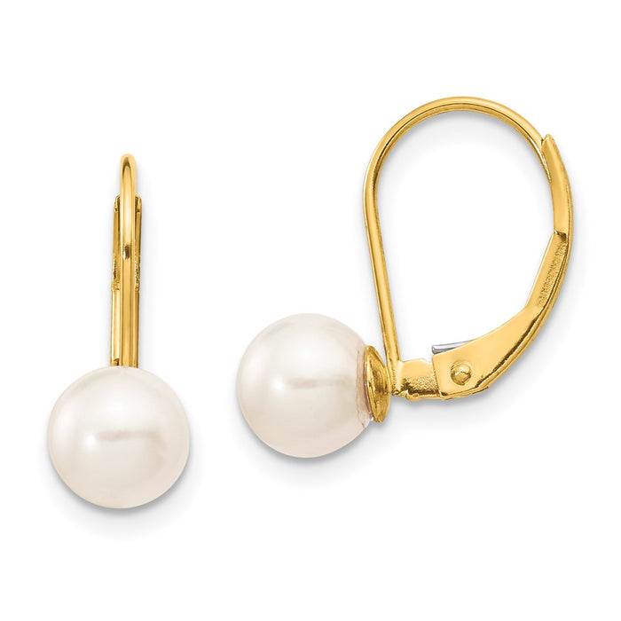 Shop Stylish 14K White Gold Leverback Earrings with 6-7mm Akoya Pearls-1