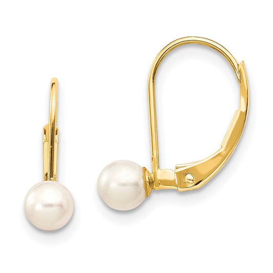 Buy Stylish 14K White Gold Leverback Earrings with 4-5mm Freshwater Pearls